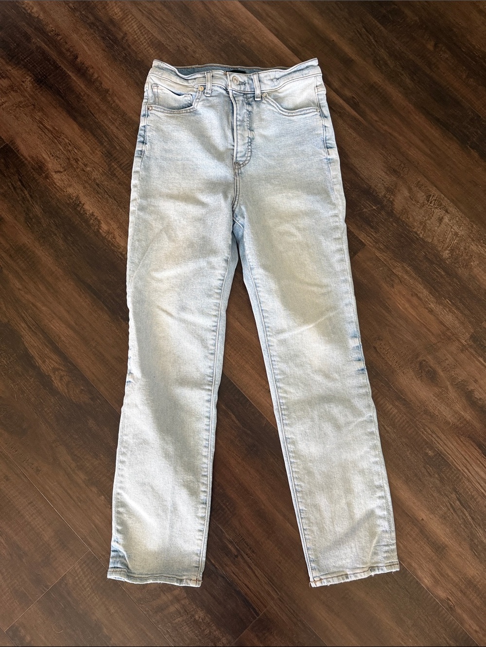 Express Light Blue Straight Leg Jeans